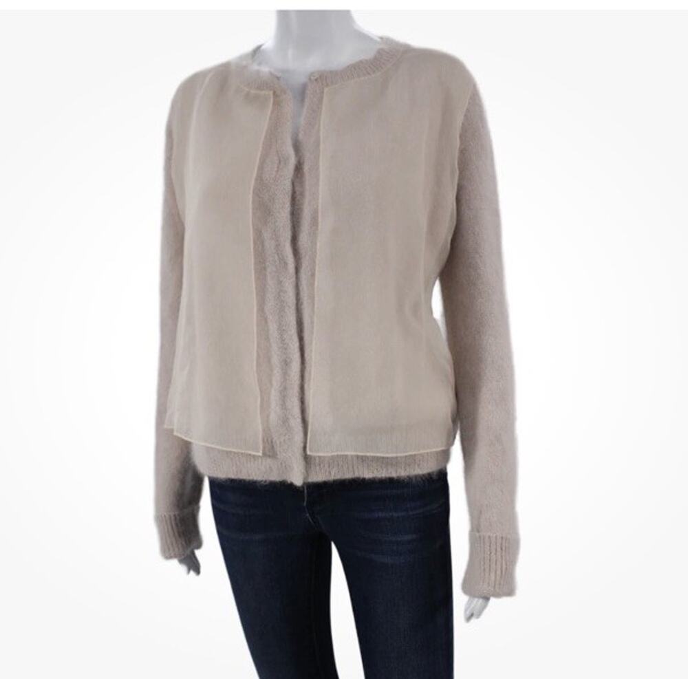 The Row Womens Cashmere Cardigan Beige Round Neck Long Sleeve Size M